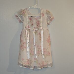 Elegant Floral Kids Dress in Pink and White LOT O